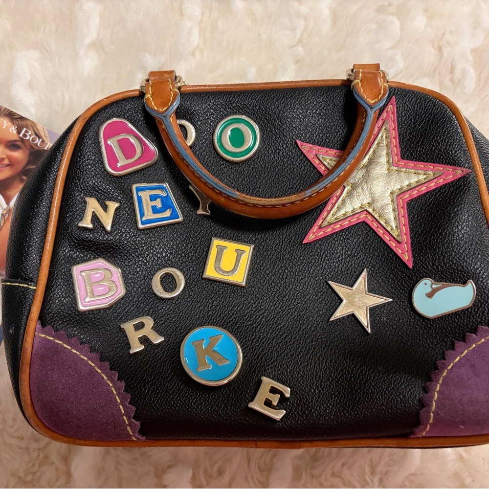 Dooney & Bourke Black Satchel with Multicolor Accents